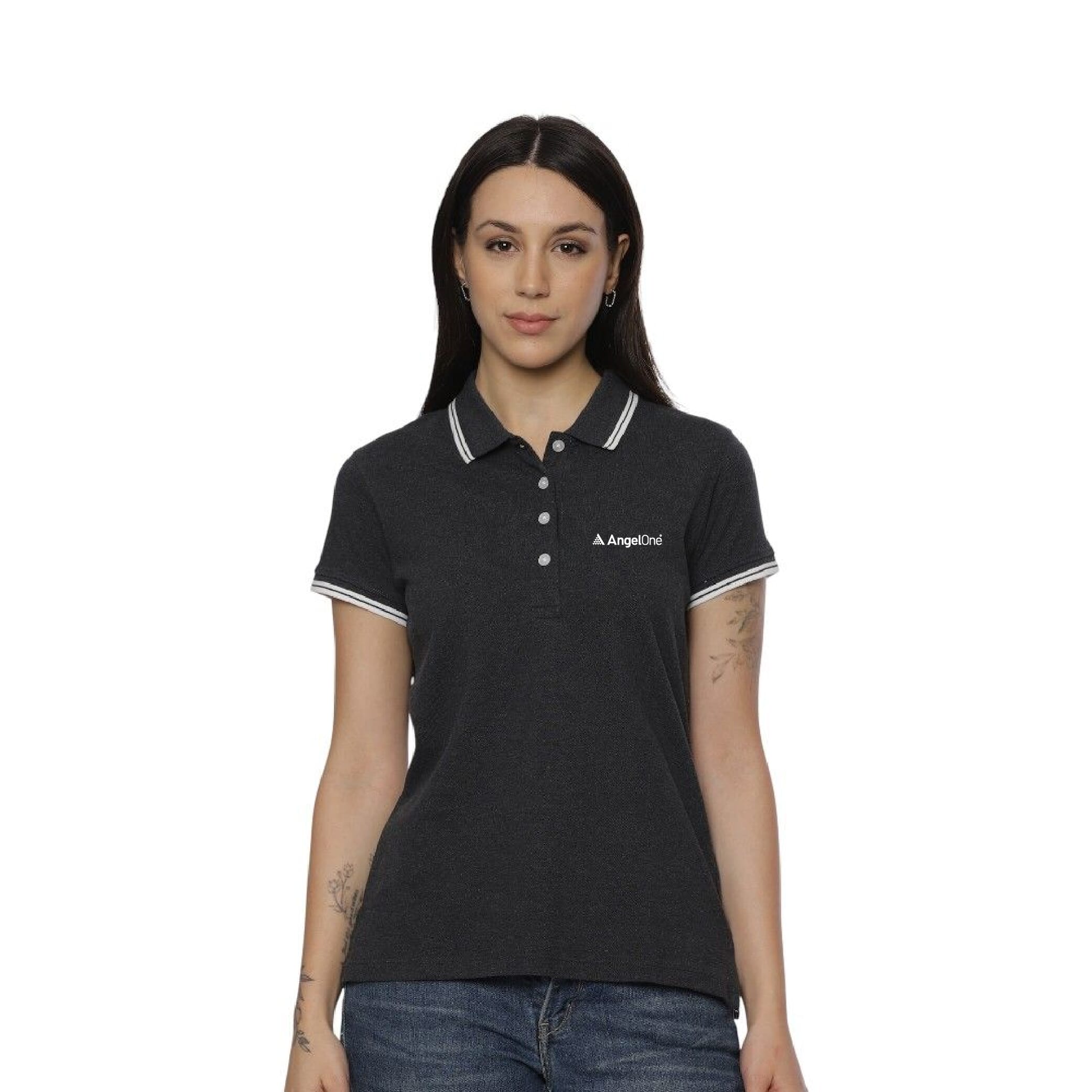 Allen Solly Polo T-shirt Women- Charcoal Grey